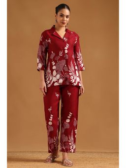Soch - Maroon Polyester Co-Ord's Set