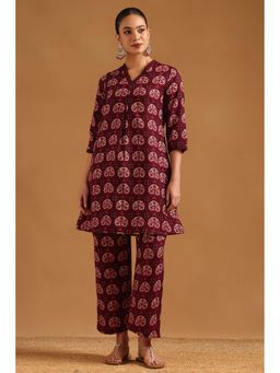 Soch - Wine Linen Blend Co-Ord's Set