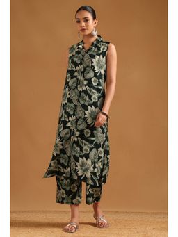 Soch - Green Viscose Blend Co-Ord's Set with Unstitched Sleeves