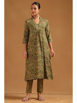 Soch - Olive Viscose Bandhani Co-Ord's Set