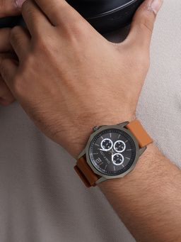 Joker and Witch - Joker & Witch Spyder Black Dial Brown Silicone Strap Watch