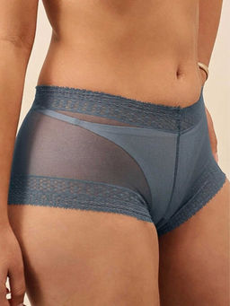 Chelvet - Women Mid-Rise Teal Lace Boyshorts