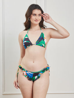G Heist - Printed Multi-Colour Beachwear Swim Bikini Bra & Panty