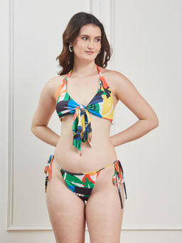 G Heist - Printed Multi-Colour Beachwear Swim Bikini Bra & Panty