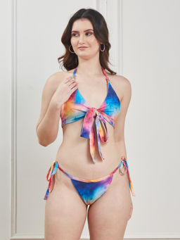 G Heist - Printed Multi-Colour Beachwear Swim Bikini Bra & Panty