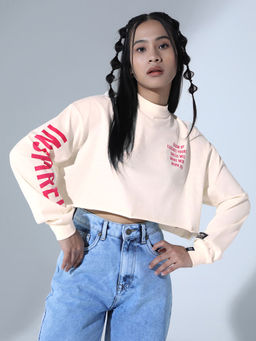 Hubberholme - Typography Printed Relaxed Fit Crop Pure Cotton T-shirt