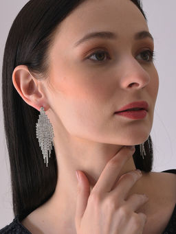 Sohi - Silver Toned Contemporary Drop Earrings
