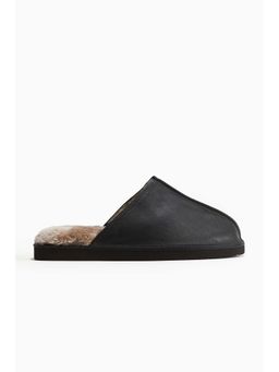 H&M - Men Black Pile-Lined Slippers