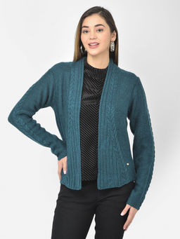 Latin Quarters - Teal Full Sleeve Straight Shrug