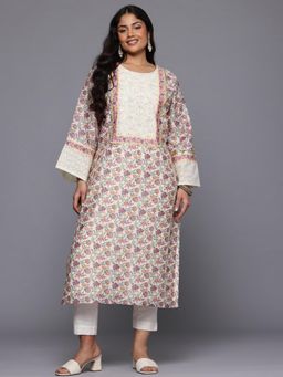 A plus by Ahalyaa - Womens Yoke Detailing Elegant Floral Chanderi Kurta