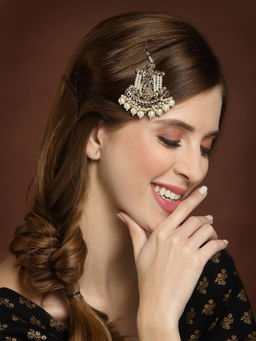 PANASH - Gold Plated Stone Studded Pearl Jhumar Passa