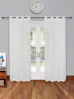 HomeTown - Amour Door Sheer Curtains Set of 2 Burnout 7 feet in Off White Colour