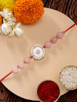 Karatcart - Stylish Beads Minakaris Kundan Rakhi with Roli Chawal