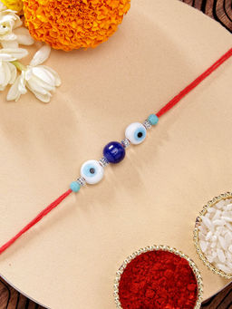 Karatcart - Stylish Bead Evil Eye Handmade Rakhi with Roli Chawal