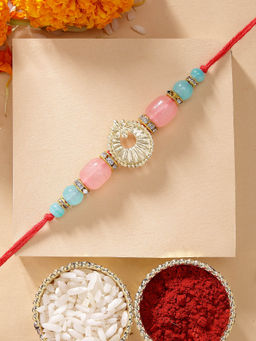 Karatcart - Beautiful Beads Kundan Rakhi with Roli Chawal