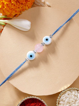 Karatcart - Bead Handmade Evil Eye Rakhi with Roli Chawal