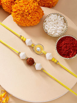 Karatcart - Set Of 2 Evil Eye Rudraksh Rakhi with Roli Chawal