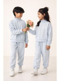 Tales & Stories - Blue Solid/Plain Full Sleeves High Neck Loungewear Top And Pant