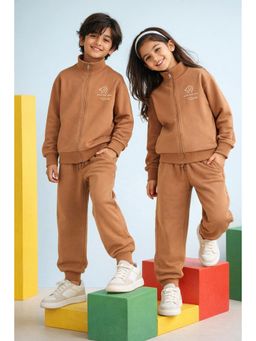 Tales & Stories - Brown Solid/Plain Full Sleeves High Neck Loungewear Top And Pant