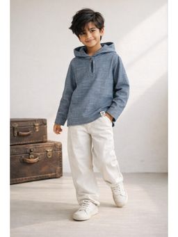 Tales & Stories - Grey Solid/Plain Full Sleeves Hooded Shirt