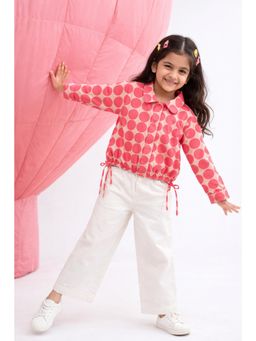 Tales & Stories - Pink Printed Full Sleeves Collar Neck Top