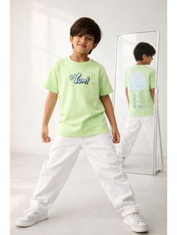 Tales & Stories - Green Printed Half Sleeves Round Neck T-Shirt