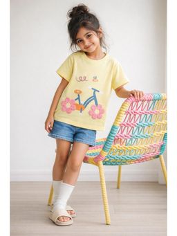 Tales & Stories - Yellow Printed Half Sleeves Round Neck T-Shirt