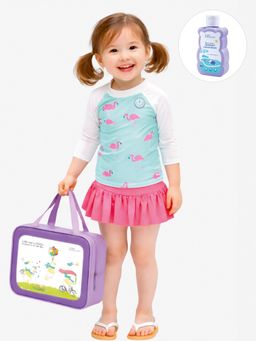 Little Surprise Box - Multi-Color Printed Full Sleeves Round Neck Swimsuit Sets