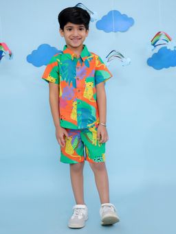 VASTRARTH - Multi-Color Printed Half Sleeves Collar Neck Co-Ord Set