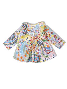 VASTRARTH - Multi-Color Printed Full Sleeves Round Neck Dress