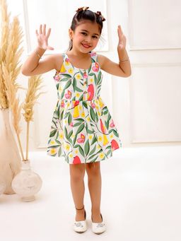 VASTRARTH - Multi-Color Printed Sleeveless Round Neck Dress