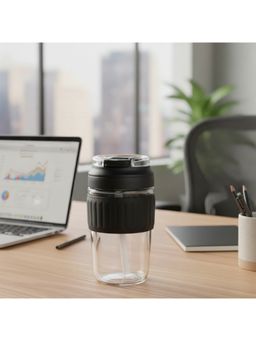 Nertz - Black Crystal Grip Mug Borosilicate Glass Sipper 460 ML