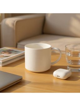 Nertz - White Criss Cross Porcelain Coffee Mug 490 ML