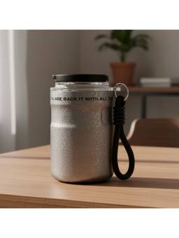 Nertz - Grey Brew Grip Stainless Steel Double Wall Vaccum Coffee Mug 350 ML