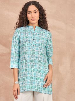 Four Steps - Blue Printed Short Kurtis