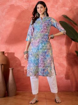 Four Steps - Multi-Colour Printed Straight Fit Kurta