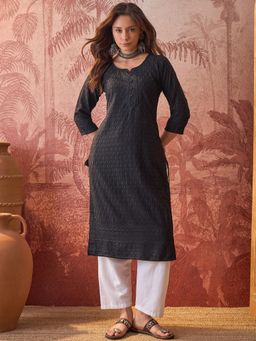 Four Steps - Black Lakhani Embroidered Kurtas