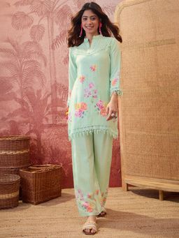 Four Steps - Green Pure Musline Digital Printed Co-Ord Set