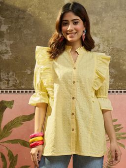 Four Steps - Yellow Pure Schffli Short Tops