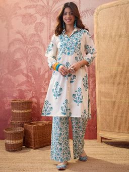 Four Steps - Blue Pure Cotton Printed Co-Ord Set