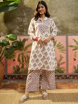 Four Steps - Purple Pure Cotton Printed Co-Ord Set