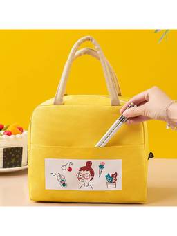 House of Quirk - Women Printed Lunch Bag- Yellow (Medium)