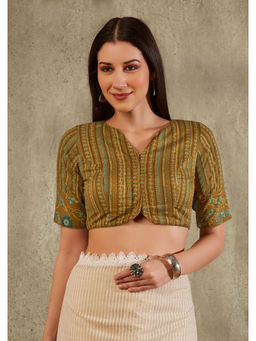 SALWAR STUDIO - Mustard Cotton Floral Printed Blouse