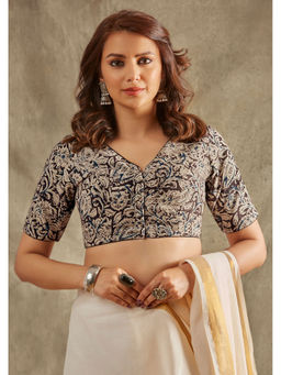SALWAR STUDIO - Grey Kalamkari Printed Blouse