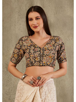 SALWAR STUDIO - Beige And Brown Cotton Kalamkari Blouse