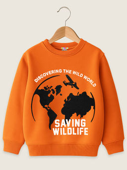 Kuchipoo - Boys Orange Printed Regular Fit Sweatshirt
