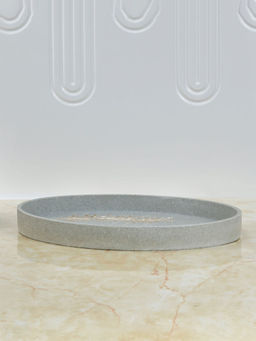 At Home by Nilkamal - Leaf Design Polyresin Decorative Platter (Grey)