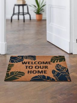 At Home by Nilkamal - Welcome Printed Polyester Anti-Slip Door Mat (Brown)