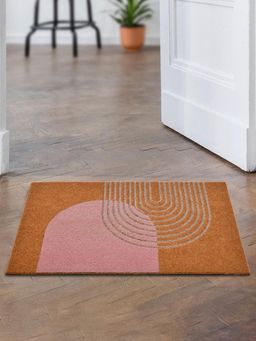 At Home by Nilkamal - Arches Design Polyester Anti-Slip Door Mat (Brown & Pink)