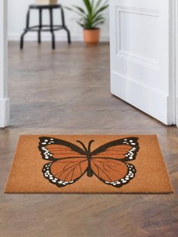 At Home by Nilkamal - Butterfly Design Polyester Anti-Slip Door Mat (Rust)